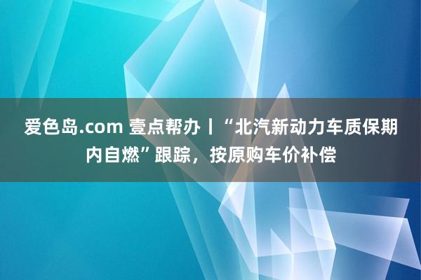 爱色岛.com 壹点帮办丨“北汽新动力车质保期内自燃”跟踪，按原购车价补偿
