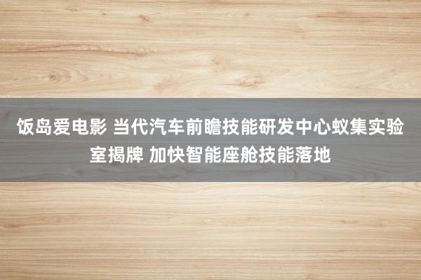 饭岛爱电影 当代汽车前瞻技能研发中心蚁集实验室揭牌 加快智能座舱技能落地