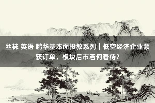 丝袜 英语 鹏华基本面投教系列｜低空经济企业频获订单，板块后市若何看待？