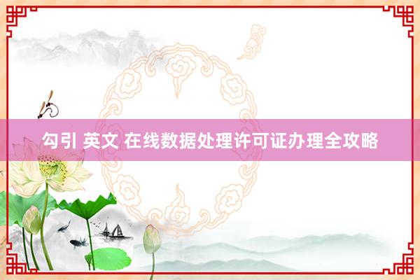 勾引 英文 在线数据处理许可证办理全攻略