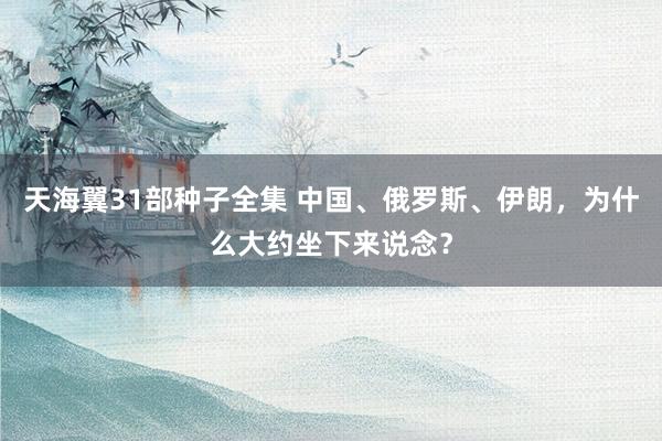 天海翼31部种子全集 中国、俄罗斯、伊朗，为什么大约坐下来说念？