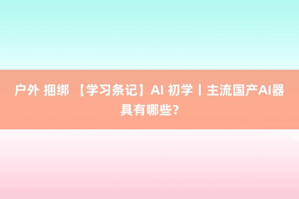 户外 捆绑 【学习条记】AI 初学丨主流国产AI器具有哪些？